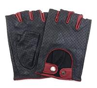 ZLUXURQ Womens Leather Full Mesh Fingerless Gloves Half Finger Driving Gloves