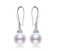 zlw-shop Earring Round Strong Light Purple Freshwater Pearl Earrings S925 Silver Girls Gift Two Available Ladies earrings (Color : A, Size : 8.5-9mm)