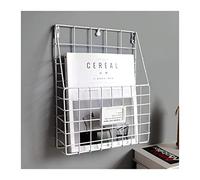 zlw-shop File Magazine Folder Holder Hanging File Rack Wall-mounted Grid Hanging Rack Newspaper Magazine File Iron Storage Basket for Home, Office(Black, White) File Organizer (Color : C)
