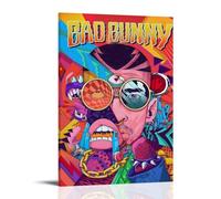 ZLWZPZLN Bad Bunny Famous Singer Pop Music Canvas Poster Wall Art Decorative Painting Bedroom Painting Posters 20x30inch(50x75cm) Frame-style