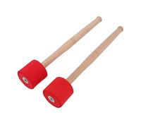 ZLXCAOB 2PCS Bass Foam Drum Mallet Oak Handle EVA Foam Anti Slip Percussion Instrument Accessories (Red)