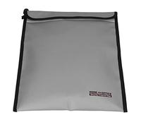 ZLXCAOB Fireproof Document Bag Silicone Glass Fiber Gray with Dual Zippers for Power Bank Certificate