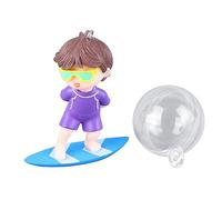 ZLXCAOB Floating Fish Tank Decoration Small Cute Plastic Cartoon Aquarium Ornament for Freshwater Seawater (Surfing Boy)