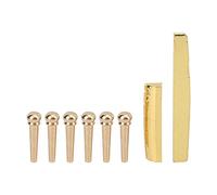 ZLXCAOB Guitar Pegs Nut Saddle Set Bridge Pin GL27 Ballad Brass Golden End Button Fixing Tool