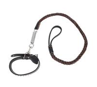 ZLXHDL dog necklace, leather leaving necklace set with dog shock absorber spring, medium and large dog dressing necklace for daily walking or training