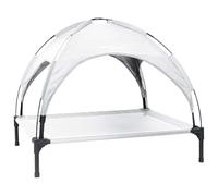 ZLXHFFH Dog Bed 104 x 86 x 84.5 cm Steel Silver Grey | Elevated design, detachable canopy, foldable frame, polyester surface, garden terrace living room use