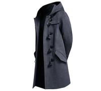 ZLXHFFH Mens Trench Coat Wool Blend Top Pea Coat Winter Long Horn Button Classic Stylish Business Overcoat Windbreaker Coat
