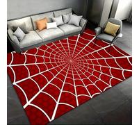 ZLXMN 100x150cm 3D Spider Web Gaming Rug for Boys Bedroom Cool Red Spider Web Gam Carpet Extra Large Anti-Slip Washable Area Rugs for Living Room Game Room Play Mat