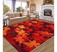 ZLXMN 160x200cm Autumn Leaves Fall Rugs for Living Room Orange Red Maple Fall Bathroom Decor Indoor Extra Large Non-Slip Durable Small Rugs And Mats for Bedroom Entrance