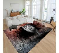 ZLXMN 3D Grey Lion Area Rug 160x200cm Optical Illusion Animal Pattern Children'S Play Mat Fade Resistant Machine Washable Kids Room Rug for Living Room Nursery Kids Carpet Playmat Rug