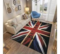 ZLXMN 3d Optical Illusion Britain Flag Area Rug 120x180cm Retro Abstract Union Jack British Flag Carpet Durable Anti-Skid Backing Indoor Mat Bedside Rugs for Bedrooms