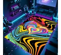 ZLXMN 3D Optical Illusion Heart Rugs 180x260cm,Abstract Art Rainbow Rug, Colorful Striped Waves Large Area Rug for Living Room Artistic Creation Home Office Machine Washable Carpets