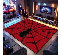ZLXMN 3D Spider Game Rugs,100x150cm,Black Spider Web Gaming Rug for Boys Bedroom,Low Pile Durable Washable Mat for Living Room Bedside Teens Game Room Carpets