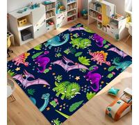 ZLXMN 60x90cm Dinosaur Rug,Cute Cartoon Dinosaur Printing Floor Rugs,Creative Kid Play Carpet,Soft Low Pile Non-Slip Washable Mats for Boys Girls Classroom Playroom