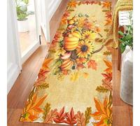 ZLXMN Autumn Runner Rug for Entrance,60x200cm,Maple Eucalyptus Leaf Print Washable Fall Hall Runner Carpets Low Pile Non Slip Bedside Rugs for Bedroom Hall Long Door Mats Indoor
