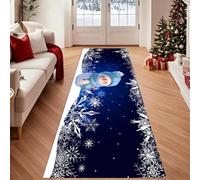 ZLXMN Christmas Mat Floor Runners for Hallway Non Slip 60x300cm Blue Snowman Snowflake Long Xmas Area Rugs Short Pile Washable Hallway Runners for Kitchen Laundry Room