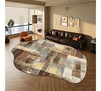 ZLXMN Geometric Area Rugs for Bedroom, 180x260cm, Irregular Large Rugs Living Room Vintage Distressed Faded Floor Mat, Neutral Brown Beige Textured Easy Care No shedding Flannel Rug Carpet