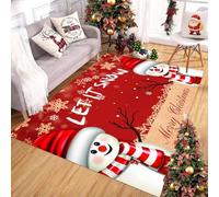 ZLXMN Merry Christmas Decor Machine Washable Area Rug 60x110cm,Let Is Snow Cute Snowman Rug for Kids Room Soft Crawling Mat,Winter Front Entrance Door Inside Door Mat