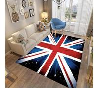 ZLXMN Modern Doodle Design Union Jack British Area Rug 120x180cm Carpet Abstract Art Deco Britain Flag Rug Durable Machine Washable Rubber Backed Floor Mats for Living Room Entrance