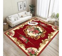 ZLXMN Red Area Rug,60x110cm,Classic Traditional Oriental Rugs,Ultra Thin Sooft Washable Bedside Rugs for Bedrooms Living Room Kitchen Large Door Mat Indoor Entrance