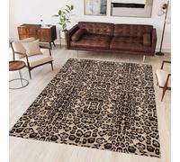 ZLXMN Sexy Leopard Print Rug for Living Room 60x110cm Black Brown Leopard Machine Washable Carpet Rug With Non-Slip Backing Low Pile Area Carpets for Bedroom Bedside