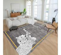 ZLXMN Snow Leopard Area Rug 100x150cm Modern Retro Large Grey Rug Cheetah Print Room Decor Low Pile Easy to Clean Rug Carpet for Living Room Bedroom Office Soft Mats