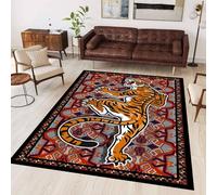 ZLXMN Tibetan Tiger Area Rug 160x230cm Washable Animal Print Rugs Boho Low Pile Thin Durable Living Room Rug Carpet Washable Easy Clean Non-Slip Indoor Mat for Entrance Bedroom