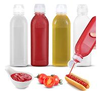 Zlxtxpor Condiment Squeeze Bottles, BPA-free, 4-Pack 17 oz, Translucent, Polypropylene, Perfect for Ketchup, Salad, BBQ Sauce, Oil, Syrup, Easy Squeeze and Dosage Control