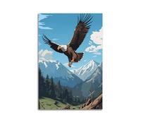 ZlXXYZ Living Room Art Wall Canvas Posters-Animal Poster Bald Eagle Soars Over Snowy Peaks Decorative Art 20x30inch(50x75cm) Unframe-style