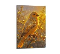 ZlXXYZ Living Room Art Wall Canvas Posters-Animal Poster Golden Bird Fantasy Art Decor 12x18inch(30x45cm) Frame-style