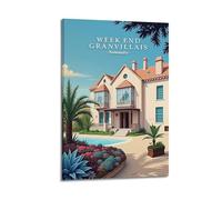 ZlXXYZ Living Room Art Wall Canvas Posters-Architecture Poster Granvillais Weekend House Decorative Art 20x30inch(50x75cm) Frame-style