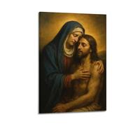 ZlXXYZ Living Room Art Wall Canvas Posters-Religious Poster Pietà Mary And Jesus Classic Art Decorative Painting 16x24inch(40x60cm) Frame-style