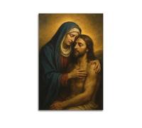 ZlXXYZ Living Room Art Wall Canvas Posters-Religious Poster Pietà Mary And Jesus Classic Art Decorative Painting 08x12inch(20x30cm) Unframe-style