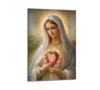 ZlXXYZ Living Room Art Wall Canvas Posters-Religious Poster Virgin Mary with Sacred Heart Decorative Painting 24x36inch(60x90cm) Frame-style
