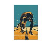 ZlXXYZ Living Room Art Wall Canvas Posters-Sports Art Runner Starting Line Dynamic Pose Decorative Painting 12x18inch(30x45cm) Unframe-style