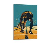 ZlXXYZ Living Room Art Wall Canvas Posters-Sports Art Runner Starting Line Dynamic Pose Decorative Painting 12x18inch(30x45cm) Frame-style