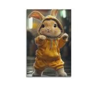 ZlXXYZ Modern Family Art Wall Canvas Posters-Animal Poster Cute Little Rabbit In Yellow Clothes Lively And Playful Art Decorative Painting 16x24inch(40x60cm) Unframe-style