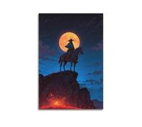 ZlXXYZ Modern Family Art Wall Canvas Posters-Character Poster Cowboy Under Moon Enhances Western Decor Charm Painting 20x30inch(50x75cm) Unframe-style