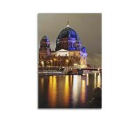 ZlXXYZ Modern Family Art Wall Canvas Posters-City Poster Berlin Cathedral Night View with Solemn Feeling A Canvas Painting 08x12inch(20x30cm) Unframe-style