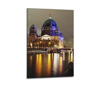 ZlXXYZ Modern Family Art Wall Canvas Posters-City Poster Berlin Cathedral Night View with Solemn Feeling A Canvas Painting 08x12inch(20x30cm) Frame-style