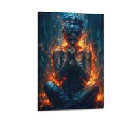 ZlXXYZ Modern Family Art Wall Canvas Posters-Creative Poster Woman Amidst Flames Mystical Art 20x30inch(50x75cm) Frame-style