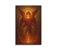 ZlXXYZ Modern Family Art Wall Canvas Posters-Divine Poster Angel with Fiery Wings in Glowing Light Holy Art 08x12inch(20x30cm) Unframe-style