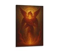 ZlXXYZ Modern Family Art Wall Canvas Posters-Divine Poster Angel with Fiery Wings in Glowing Light Holy Art 24x36inch(60x90cm) Frame-style
