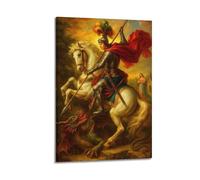 ZlXXYZ Modern Family Art Wall Canvas Posters-Fantasy Poster Knight Slaying Dragon Epic Moment Show Chivalric Spirit Decorative Painting 08x12inch(20x30cm) Frame-style