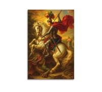 ZlXXYZ Modern Family Art Wall Canvas Posters-Fantasy Poster Knight Slaying Dragon Epic Moment Show Chivalric Spirit Decorative Painting 20x30inch(50x75cm) Unframe-style