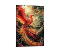 ZlXXYZ Modern Family Art Wall Canvas Posters-Fantasy Poster Resplendent Phoenix Mythical Creature Show Rebirth Charm Decorative Painting 20x30inch(50x75cm) Frame-style
