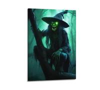 ZlXXYZ Modern Family Art Wall Canvas Posters-Halloween Poster Evil Witch in The Forest Halloween Decorations 12x18inch(30x45cm) Frame-style