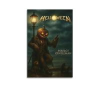 ZlXXYZ Modern Family Art Wall Canvas Posters-Halloween Poster Pumpkin - Headed Gentleman Walking Puppy Under Street Lamp Halloween Decorations 16x24inch(40x60cm) Unframe-style