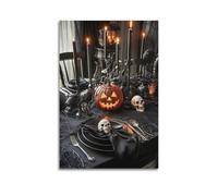 ZlXXYZ Modern Family Art Wall Canvas Posters-Halloween Poster Witch Hat Skull Hanging on The Door Halloween Decorations 24x36inch(60x90cm) Unframe-style
