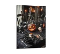 ZlXXYZ Modern Family Art Wall Canvas Posters-Halloween Poster Witch Hat Skull Hanging on The Door Halloween Decorations 20x30inch(50x75cm) Frame-style
